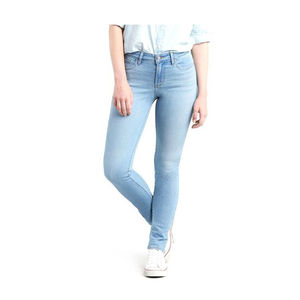 Jean en denim taille haute pour femme, coupe droite, bleu classique, en coton, style vintage décontracté, coupe ajustée, mode féminine - Product Image 3