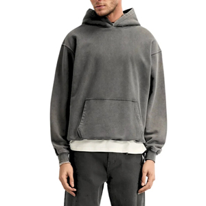 Sudadera con Capucha de Algodón Orgánico para Hombre, con Logotipo Personalizado de Alta Calidad OEM, Estilo Oversize, Efecto Desgastado, Lavado Ácido - Product Image 4