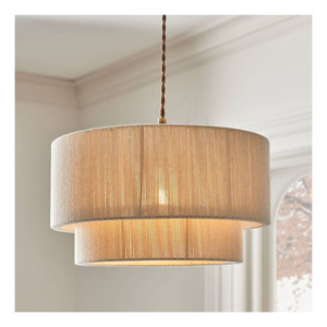 Lampe suspendue artisanale vintage en tissu avec abat-jour à franges décoratives, luminaire de plafond plissé en soie de luxe style Art Déco - Product Image 6