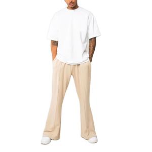 Pantalones acampanados de pierna ancha para hombre, pantalones de chándal con cintura elástica, en blanco, venta al por mayor - Product Image 1