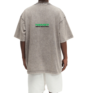 Naimat Men's Oversized Black Cotton T-Shirt With Green <b>Logo</b> Front Print Casual Streetwear Short Sleeve O-Neck Jersey Fit - Product Image 2