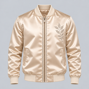 Chaqueta de Satén con Pedrería Personalizada para Hombre, Estilo Bomber Brillante de Primera Calidad, Detalles de Cristales Brillantes, Cuello Acanalado, Ropa Urbana de Moda - Product Image 4