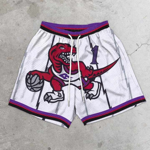 Shorts de basketball athlétiques respirants avec logo d'équipe personnalisé, 100 % polyester, taille haute, séchage rapide, légers, pour le sport - Product Image 1