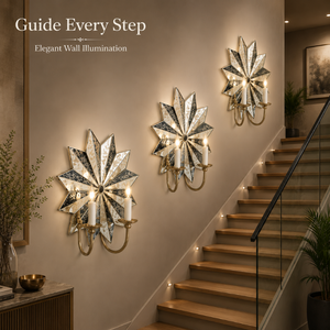 Vintage Starburst <b>Wall</b> <b>Sconce</b> two Light Decorative <b>Wall</b> Lamp Antique Glass Metal <b>Wall</b> Lighting Fixture for Luxury Home Decor - Product Image 2