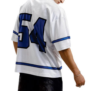Camiseta de Fútbol Americano Personalizada Blanca y Azul de Malla, Estilo Urbano para Hombre, Uniforme de Equipo Transpirable con Número Personalizado 54, Proveedor - Product Image 3