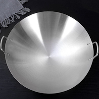 Wajan Bawah Lebar Tradisional Diameter Besar Tahan Suhu Tinggi Bahan Stainless Steel Kapasitas 20L Gagang Kayu Aman untuk Mesin Cuci Piring