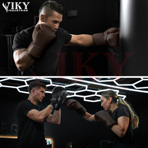 Gants de boxe multi-usages marron vieilli, à marque privée, avec support de poignet ergonomique, pour entraînement avec sac de frappe - Product Image 5