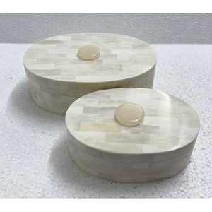 Boîte en bois naturel avec incrustation d'os, organisateur de bijoux et support pour fruits secs, vaisselle de table – Vente en gros - Product Image 2