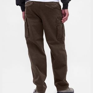 100% Cotton <b>Drawstring</b> Straight Casual Canvas Mid Waist Medium Wash Quick Dry Breathable Customized Logo Men's <b>Trousers</b> - Product Image 2