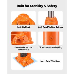 Cric hydraulique 4 tonnes (8818,4 lb) pour SUV, réparation automobile, levage de maison, équipement agricole - Orange, robuste, soudé, 7,3-13,8 - Product Image 6