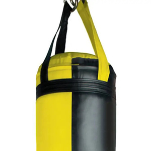 Sac de frappe en cuir véritable jaune et noir, rempli de sable, avec fermeture éclair, pour entraînement de boxe adulte, sac de frappe suspendu - Product Image 4