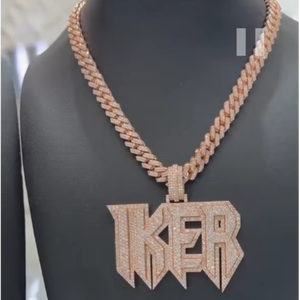 Colgante Personalizado con Nombre de Rapero, Estilo Hip Hop, con Incrustaciones de Moissanita, para Hombre y Mujer, Plata 925, Moissanita VVS - Product Image 1