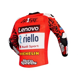 เสื้อแจ็คเก็ตมอเตอร์ไซค์ Francesco Bagnaia MotoCP Rucati รุ่นพรีเมียม ทำจากหนังวัวแท้และหนังจิงโจ้ สำหรับการแข่งรถความเร็วสูง พร้อมมาตรฐานป้องกัน CE - Product Image 2