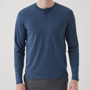 Men's Long Sleeve <b>Henley</b> <b>Shirt</b> Button Up Collar Solid Color Knitted Cotton Casual Pullover Regular Fit Autumn Wear - Product Image 6