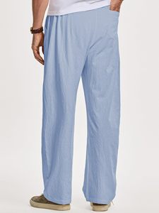Casual Trousers For <b>Men</b> 100% Cotton Solid Joggers <b>Pants</b> Soft <b>Yoga</b> Lightweight Fashion Comfy Baggy Lounge <b>Pants</b> with Pockets - Product Image 3