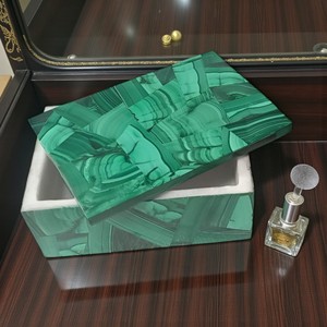 Boîte de luxe en malachite verte |   Boîte de rangement pour bijoux en pierres précieuses faits à la main |   Boîte en malachite, export en gros et vente en gros, boîte personnalisée - Product Image 2