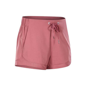 Shorts de sport taille haute pour femmes, couleur unie, tissu tricoté à séchage rapide avec poches, coupe régulière - Product Image 4