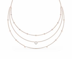 Collier à pendentif triple rangs en or rose 9 carats avec diamant de laboratoire taille ronde 1,34 carats total (CTW) - Product Image 2