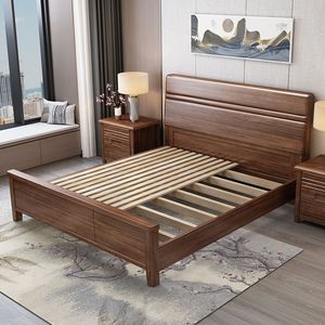 Modern Solid Teak Wood Platform <b>Bed</b> <b>Frame</b> with Nightstands Luxury King <b>Queen</b> Bedroom Furniture Manufacturer - Product Image 1