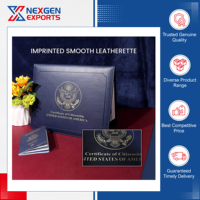 Pochette de rangement en cuir PU de style classeur avec logo personnalisé en feuille d'or de luxe, disponible en grandes quantités, pour documents/diplômes/certificats