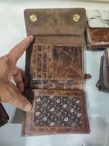 Juego de 4 carteras de cuero 100% genuino con estampados de animales, patrón de pelo de animal, cierre plegable vintage, cartera larga para uso diario. - Product Image 3