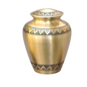 Handcrafted <b>Large</b> Adult Brass Cremation Urn For Human Ashes Bronze Funeral <b>Memorial</b> Burial Urn With Hand Etched Laurel Leaf - Product Image 1