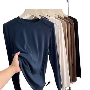 Camiseta de Moda para Hombre de Color Sólido, Manga Larga, Cuello Redondo, Informal, 100% Algodón, Transpirable, de Secado Rápido, Ecológica, Económica, Precio Premium - Product Image 6