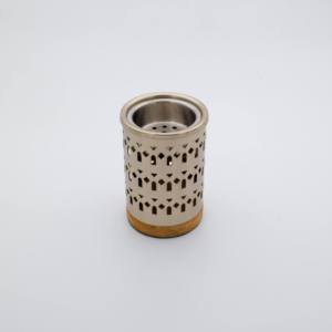 Trending Black Metal Incense <b>Burner</b> With Geometric Cutouts Wooden Base Aromatherapy Diffuser Home Decor - Product Image 5