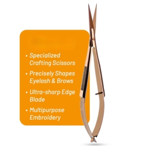 Ciseaux à ressort à pointe incurvée en acier inoxydable rose doré HARBOR INDUSTRY, acier japonais VG10, pour la coupe des sourcils, des cils et des cuticules - Product Image 5