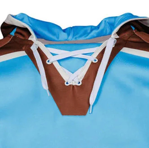 Custom Unique Hockey Hoodie Spandex/Polyester Tackle Twill Team Ice Hockey Jersey with Hood Breathable Unisex Adult <b>Lace</b>-Up - Product Image 5