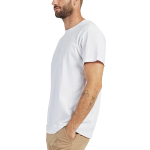 T-shirt en coton blanc pour homme, manches courtes, col rond, coupe classique, décontracté, couleur unie, jersey tricoté, design uni - Product Image 3