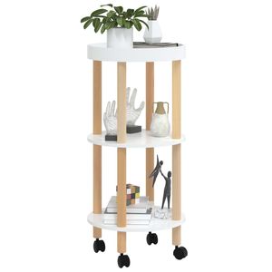 Carrito de Cocina de 3 Niveles de Madera de Pino Blanco y Madera Sólida de 15"x15"x32.3" - Product Image 3