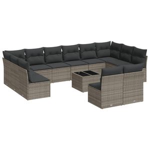 Conjunto de Sofás de Jardín de Poliratán Gris Resistente a los Rayos UV, Material Duradero y Resistente a la Intemperie - Product Image 2