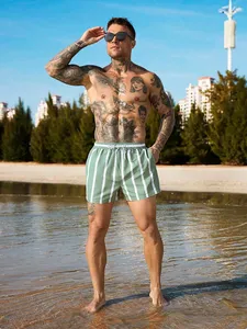 Short de bain rayé pour hommes avec cordon de serrage, short de plage pour hommes, short de natation pour hommes, short de plage pour hommes, style hawaïen - Product Image 5