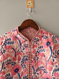 Print Cotton Quilted <b>Kantha</b> <b>Jacket</b>: Reversible Boho Coat - Product Image 3