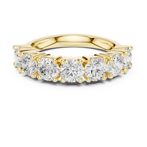 Anillo de Compromiso y Matrimonio Aries Jewel con Diamante Cultivado en Laboratorio de Corte Brillante Redondo, Siete Piedras, Oro Sólido de 14K, HPHT CVD - Product Image 1