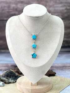 Handmade Blue Turquoise Star <b>Necklace</b> Sterling Silver Celestial <b>Boho</b> Southwestern Jewelry Gift for Her - Product Image 1
