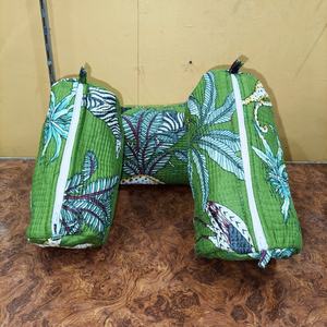 Lot de 3 trousses de toilette matelassées en coton 100 % avec fermeture éclair, écologiques, pour femmes - Product Image 2