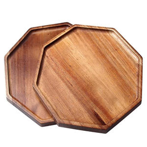 Lot de 2 plateaux en bois d'acacia pour fruits, snacks, pizzas, plats chauds, plateaux décoratifs en bois pour la cuisine et le comptoir - Product Image 1