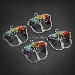 Pendentif rectangulaire en agate sculptée «arbre de vie» Style Feng Shui pour la décoration intérieure avec gravure d'amour - Product Image 4