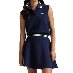 Pull sans manches décontracté en piqué de coton mélangé pour femme, col polo, respirant et léger, marque privée OEM - Product Image 1