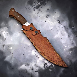 Couteau de chasse artisanal haut de gamme à lame fixe, tranchant, confortable et ergonomique, en acier inoxydable, avec manche en bois, OEM disponible - Product Image 4