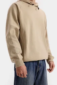 Sweat-shirt à capuche oversize pour homme, beige uni, en molleton 100% coton, décontracté, pour l'automne, coupe classique, avec poche - Product Image 2