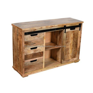 Buffet en bois industriel fait main de qualité supérieure 2025 avec 1 porte coulissante en fer et 6 tiroirs en bois meubles pour salon à la maison - Product Image 4
