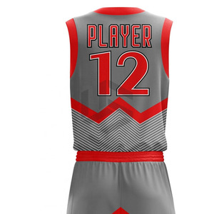Ensemble de maillots de basket-ball pour hommes en polyester 100% respirant, réversible, grande taille, avec logo personnalisé, sublimation intégrale, gris - Product Image 5