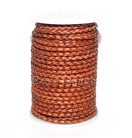 Cordon tressé en cuir véritable marron 3mm/4mm - Accessoires de bijouterie multi-usages pour la fabrication de colliers DIY, qualité excellente, 10m/20m, livraison express