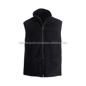 <b>Men's</b> Brown <b>Leather</b> Vest Shearling Collar Sleeveless Utility <b>Waistcoat</b> Zipper Front Multi Pocket Motorcycle Biker Custom OEM Top - Product Image 3