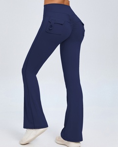 Lovely Women <b>Flared</b> <b>Leggings</b> Scrunch Butt Yoga Pants Multi Color Available High Waist Tights with Pockets Fitness Gym Wear New - Product Image 3