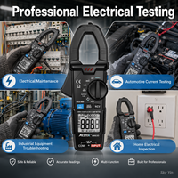 Multimètre numérique intelligent à pince True RMS AC/DC 200A 600A avec détection automatique de la plage, NCV, mesure de courant de démarrage, RCD, VFD et test de température
