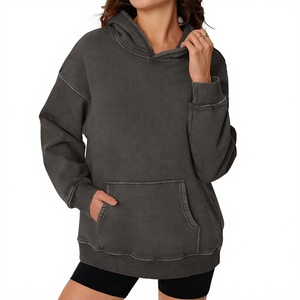 Sudadera con Capucha Oversize para Mujer, Bordado de Letras en la Espalda, Estilo Holgado para Calle y Gimnasio, Sudadera Corta, Logotipo Personalizado, Fabricante OEM ODM - Product Image 1
